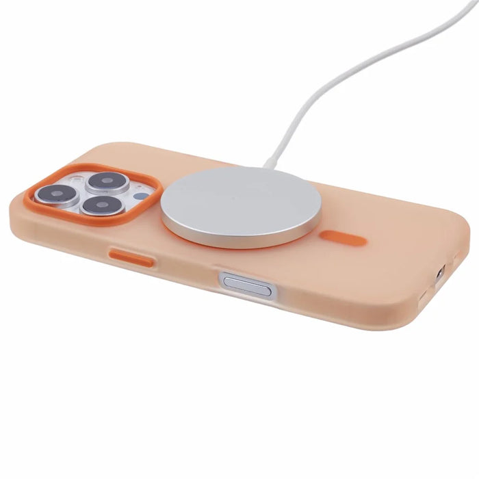 For iPhone 13 Pro Max Case Compatible with MagSafe TPU Translucent Back Phone Cover - Orange - 4