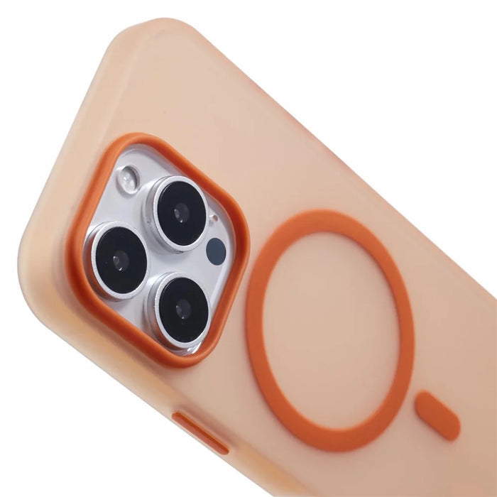 For iPhone 13 Pro Max Case Compatible with MagSafe TPU Translucent Back Phone Cover - Orange - 6