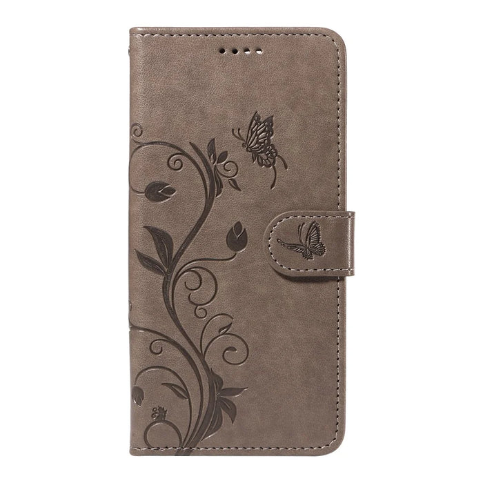 For Samsung Galaxy M35 5G PU Leather Cases Flower Pattern Wallet Stand Phone Cover with Strap - Grey - 7