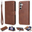 For Samsung Galaxy S25+ / S24+ Case 2 in 1 Detachable Magnetic Leather Wallet Mobile Cover with Strap - Brown - 1