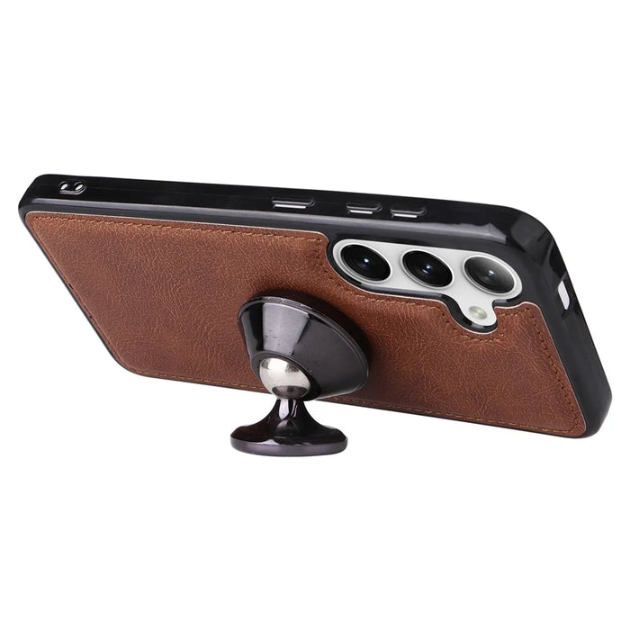 For Samsung Galaxy S25+ / S24+ Case 2 in 1 Detachable Magnetic Leather Wallet Mobile Cover with Strap - Brown - 2