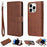 For iPhone 15 Pro Case 2 in 1 Detachable Magnetic Leather Wallet Mobile Cover with Strap - Brown - 1