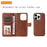 For iPhone 15 Pro Case 2 in 1 Detachable Magnetic Leather Wallet Mobile Cover with Strap - Brown - 3