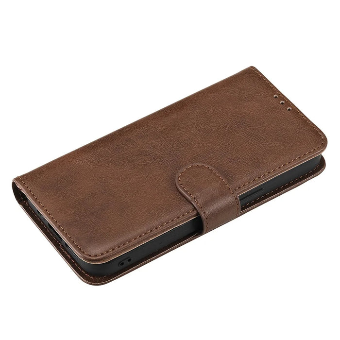 For iPhone 15 Pro Case 2 in 1 Detachable Magnetic Leather Wallet Mobile Cover with Strap - Brown - 7