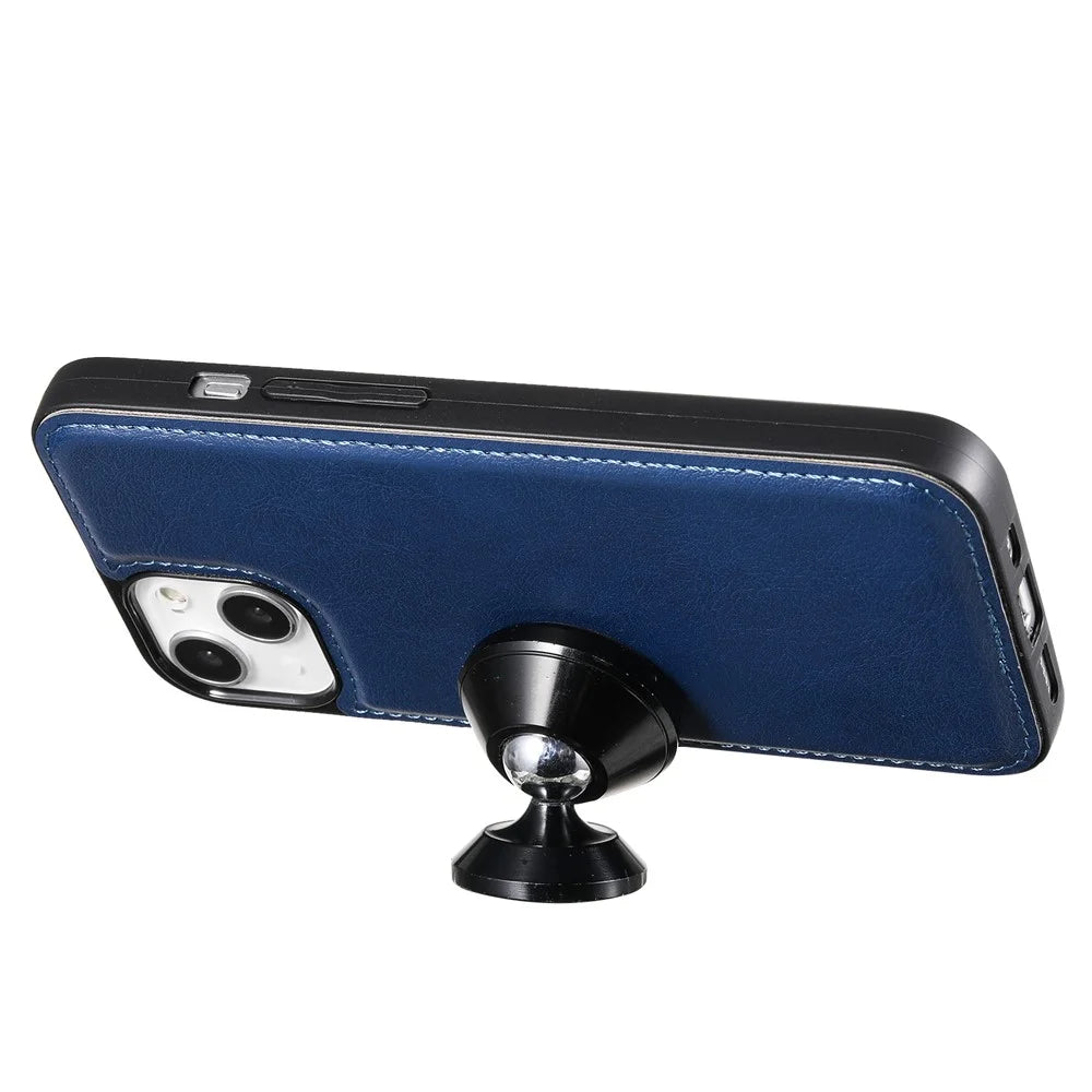 For iPhone 15 Case 2 in 1 Detachable Magnetic Leather Wallet Mobile Cover with Strap - Blue - 2