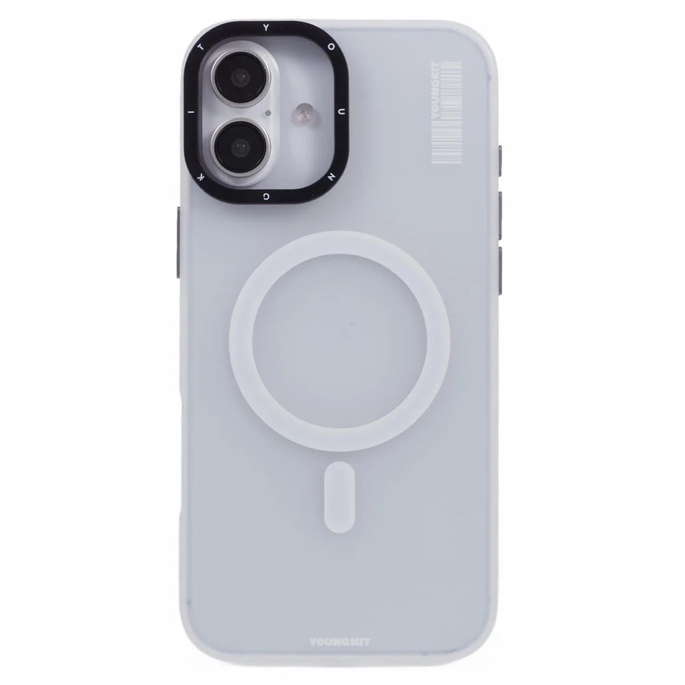 YOUNGKIT For iPhone 16 Pro Max Case Compatible with MagSafe PET+TPU Matte Back Phone Cover - White - 3