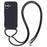 For iPhone 16 Plus Case TPU Protective Crossbody Lanyard Phone Cover - Black - 1