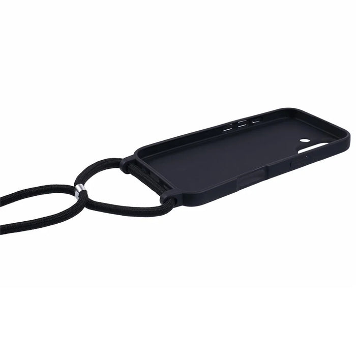 For iPhone 16 Plus Case TPU Protective Crossbody Lanyard Phone Cover - Black - 3