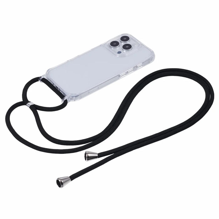 For iPhone 16 Pro Max Case TPU+PC Transparent Phone Cover with Adjustable Lanyard Strap - 2