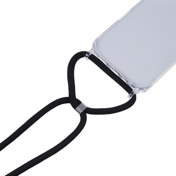 For iPhone 16 Pro Max Case TPU+PC Transparent Phone Cover with Adjustable Lanyard Strap - 5