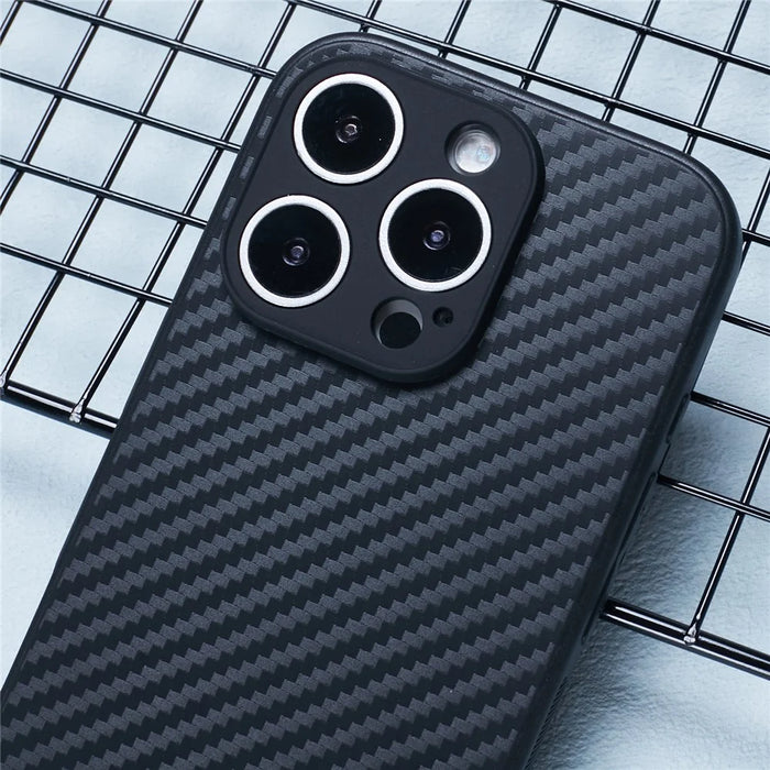 For iPhone 16 Pro Max Case Soft Flexible TPU Slim Phone Cover Carbon Fiber Texture - 5