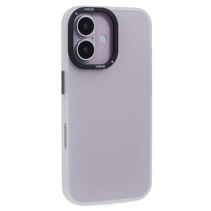 X-LEVEL For iPhone 16 Case Matte Finish PC + TPU Phone Cover - White - 1