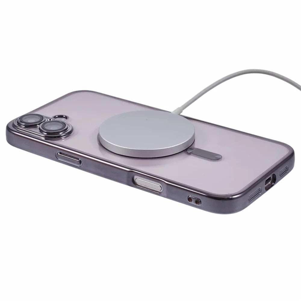 X-LEVEL For iPhone 16 Plus Magnetic Case Electroplating TPU Phone Cover with Lens Film - Grey - 4