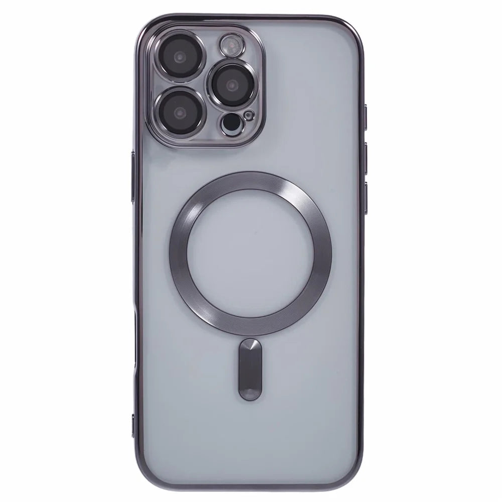 X-LEVEL For iPhone 16 Pro Max Case Compatible with MagSafe Magnetic Clear TPU Phone Cover with Lens Film - Grey - 3