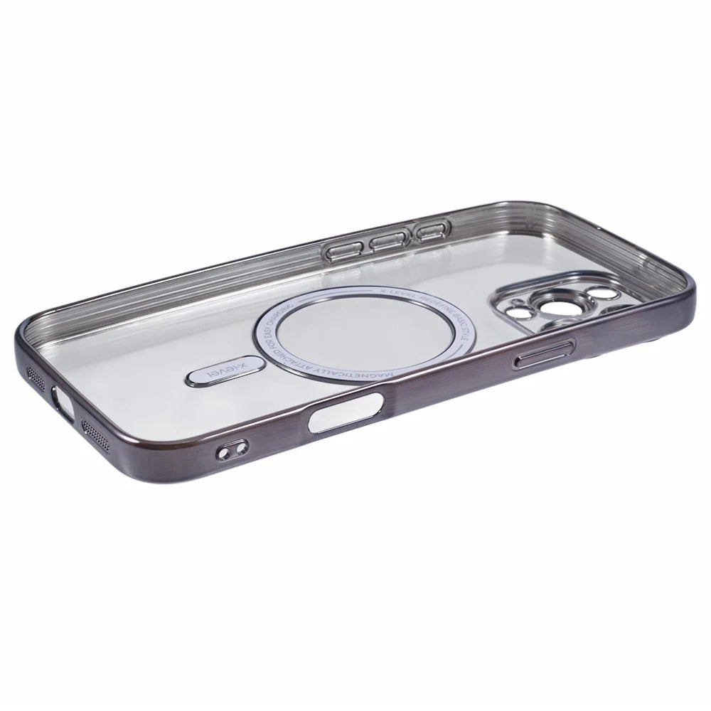 X-LEVEL For iPhone 16 Pro Max Case Compatible with MagSafe Magnetic Clear TPU Phone Cover with Lens Film - Grey - 5