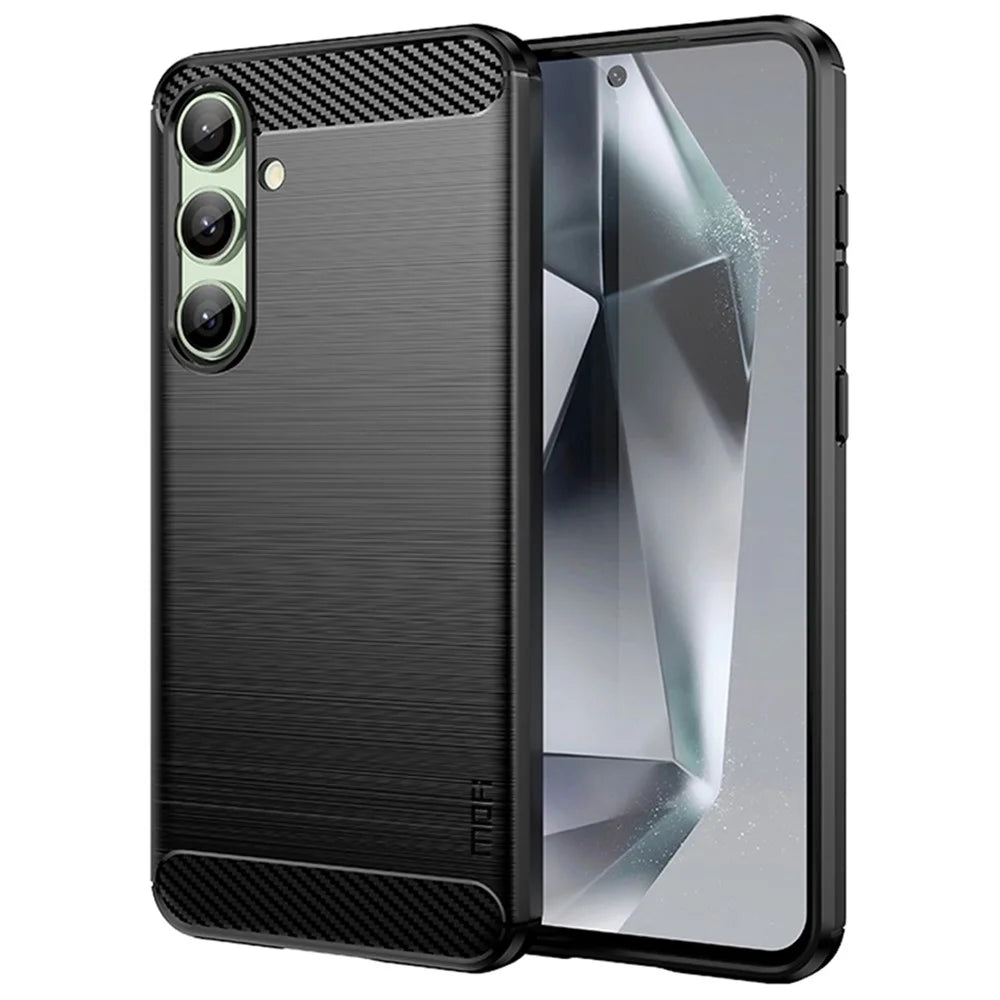 MOFI JK TPU Series-1 For Samsung Galaxy S24 FE TPU Case Carbon Fiber Texture Phone Cover - Black - 1