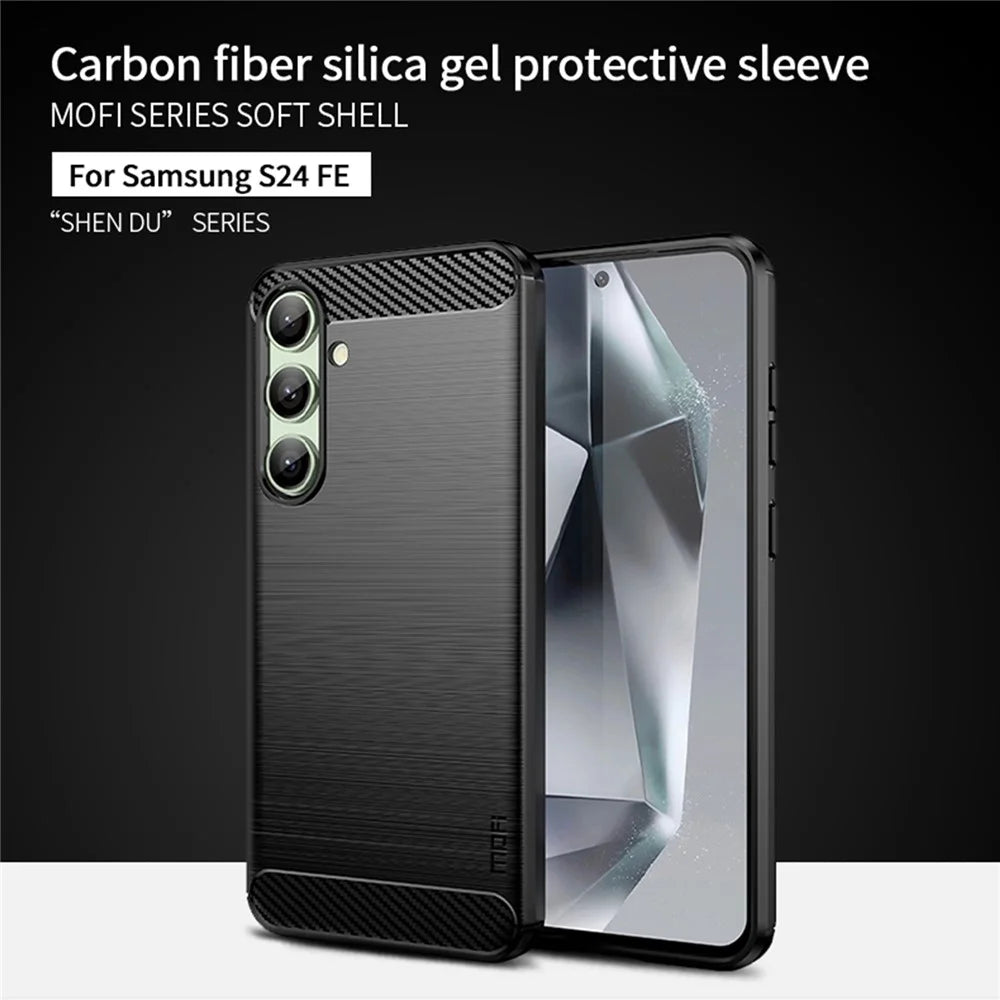 MOFI JK TPU Series-1 For Samsung Galaxy S24 FE TPU Case Carbon Fiber Texture Phone Cover - Black - 3