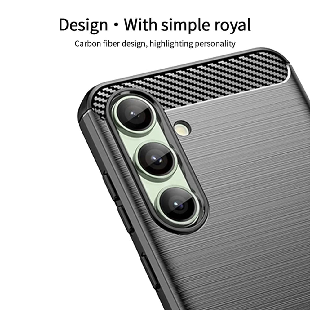 MOFI JK TPU Series-1 For Samsung Galaxy S24 FE TPU Case Carbon Fiber Texture Phone Cover - Black - 5