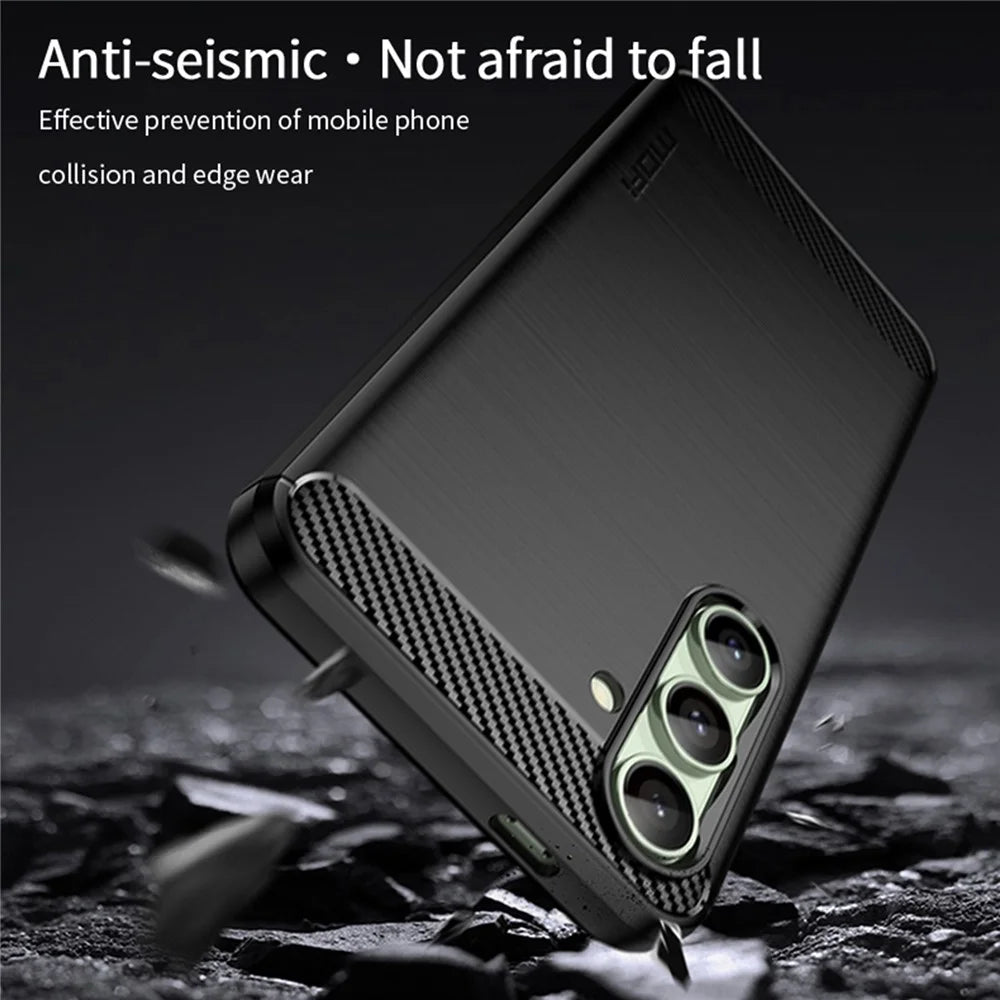 MOFI JK TPU Series-1 For Samsung Galaxy S24 FE TPU Case Carbon Fiber Texture Phone Cover - Black - 6