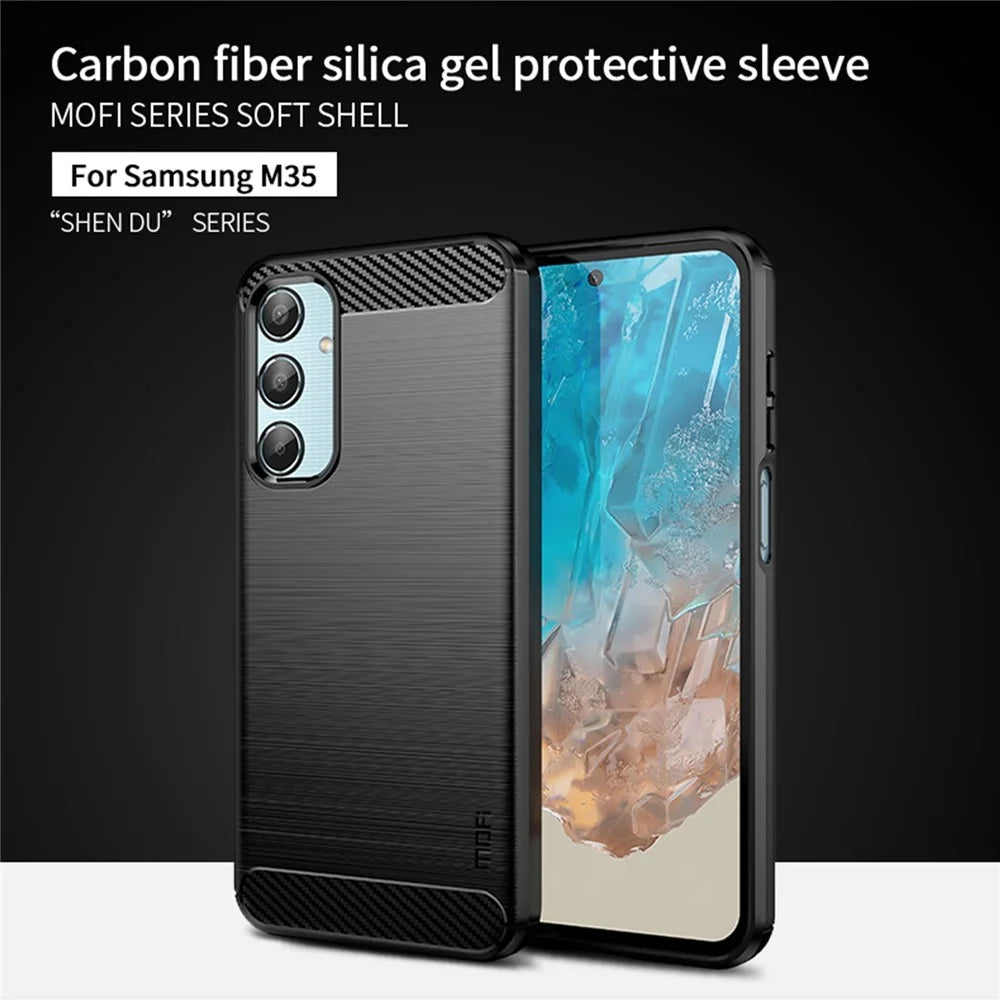 MOFI JK TPU Series-1 For Samsung Galaxy M35 5G TPU Phone Case Carbon Fiber Texture - Black - 3