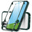 For iPhone 16 Plus Case Double-Sided Tempered Glass+Silicone+TPU Phone Cover - Midnight Green - 1