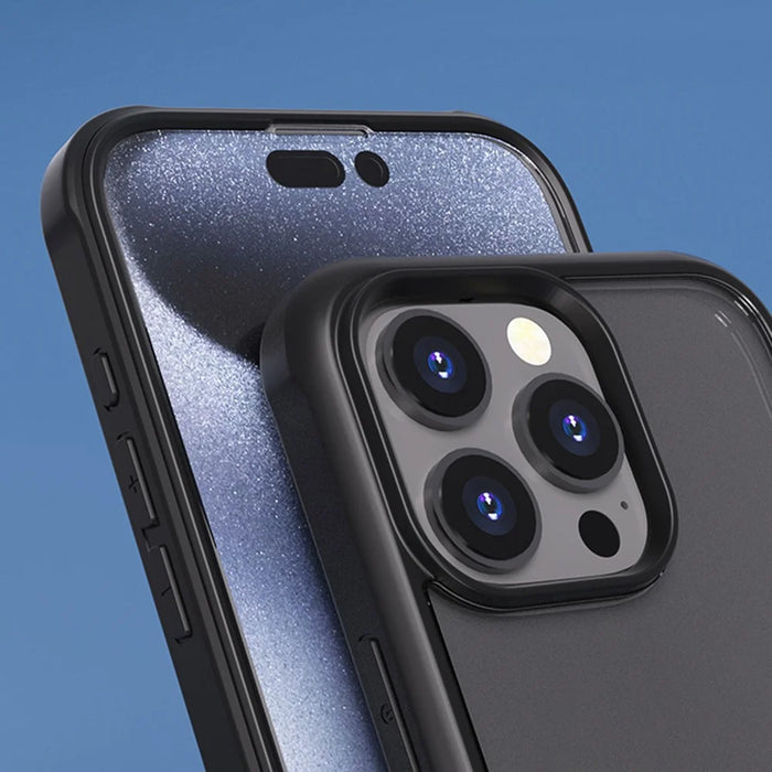 For iPhone 16 Pro Case Double-Sided Tempered Glass Silicone+TPU Frame Hybrid Phone Cover - Black - 2