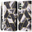 For Samsung Galaxy S24 FE Case Lacquered Marble Pattern Leather Phone Cover - Black - 1
