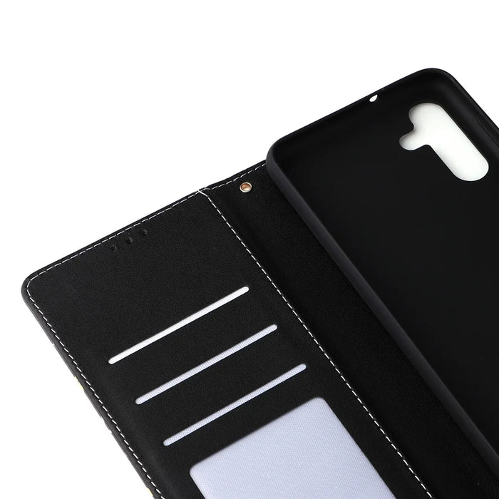 For Samsung Galaxy S24 FE Case Lacquered Marble Pattern Leather Phone Cover - Black - 7