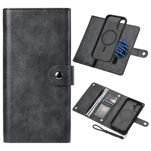 VILI GVB Series for iPhone 16 Plus Case Compatible with MagSafe Detachable Leather Phone Cover - Black - 1