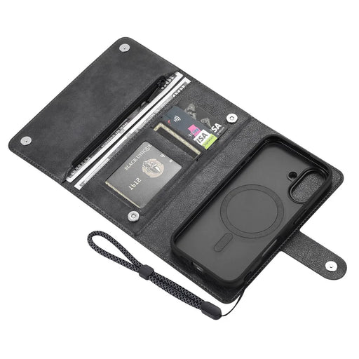 VILI GVB Series for iPhone 16 Plus Case Compatible with MagSafe Detachable Leather Phone Cover - Black - 2