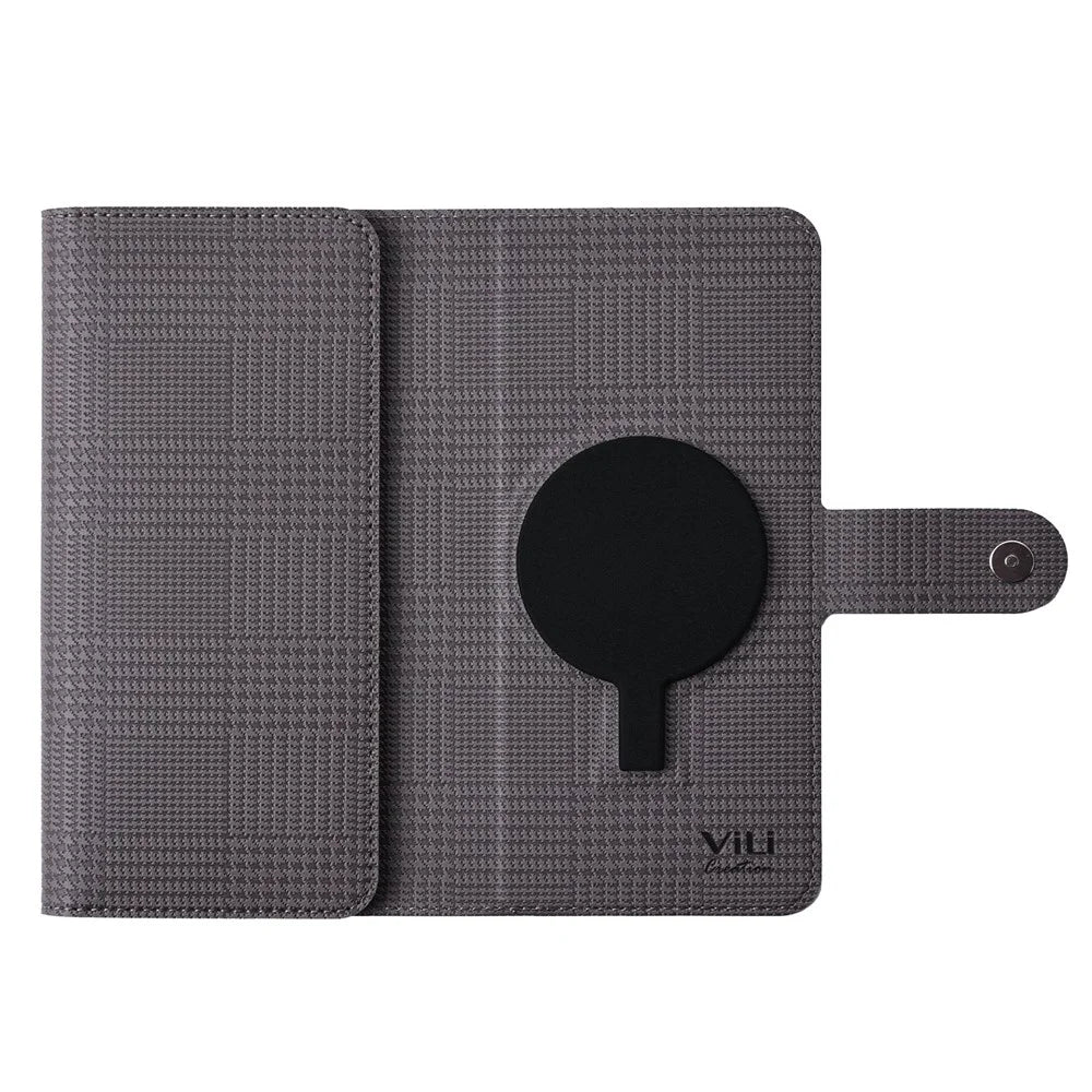 VILI GHB-C Series for iPhone 16 Pro Magnetic Case PU Leather Detachable Transparent Phone Cover - Grey - 4