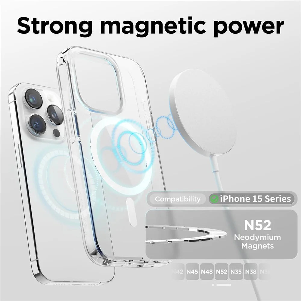 VILI MAG-C Series For iPhone 15 Pro Max Clear Case PC+TPU Cover Compatible with MagSafe - 2
