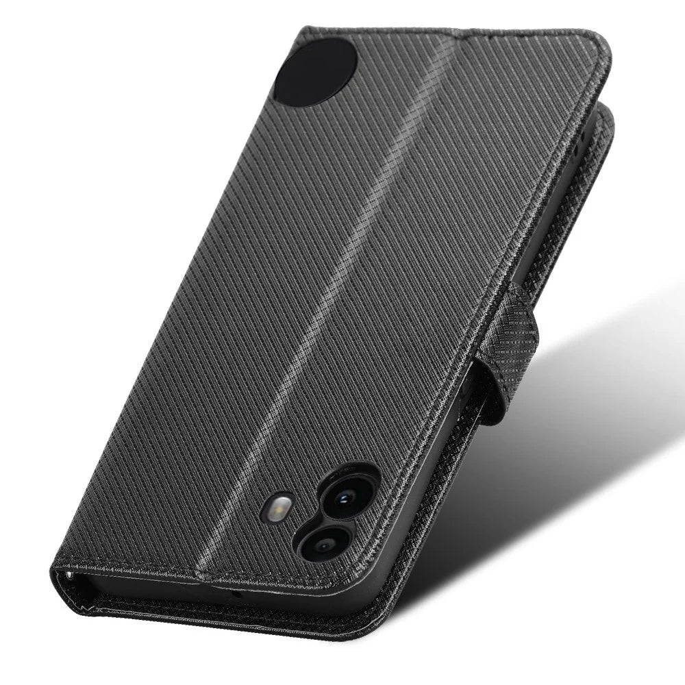 For Nothing CMF Phone 1 Case PU Leather Diamond Texture Shockproof Phone Cover - Black - 5