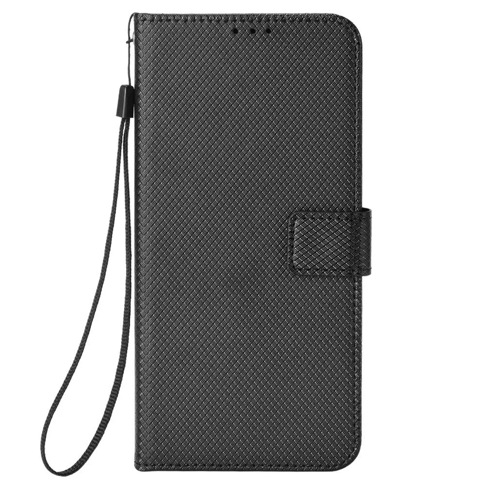 For Nothing CMF Phone 1 Case PU Leather Diamond Texture Shockproof Phone Cover - Black - 6