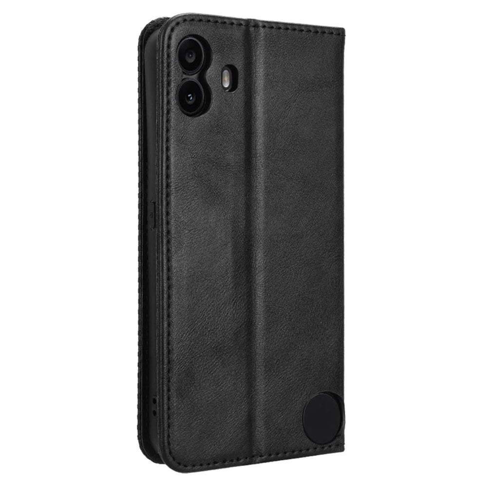 For Nothing CMF Phone 1 Stand Case Retro PU Leather Wallet Phone Cover - Black - 7