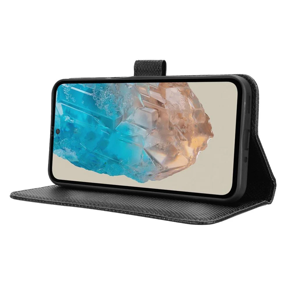 For Samsung Galaxy M35 5G Case Diamond Texture PU Leather Phone Cover - Black - 3