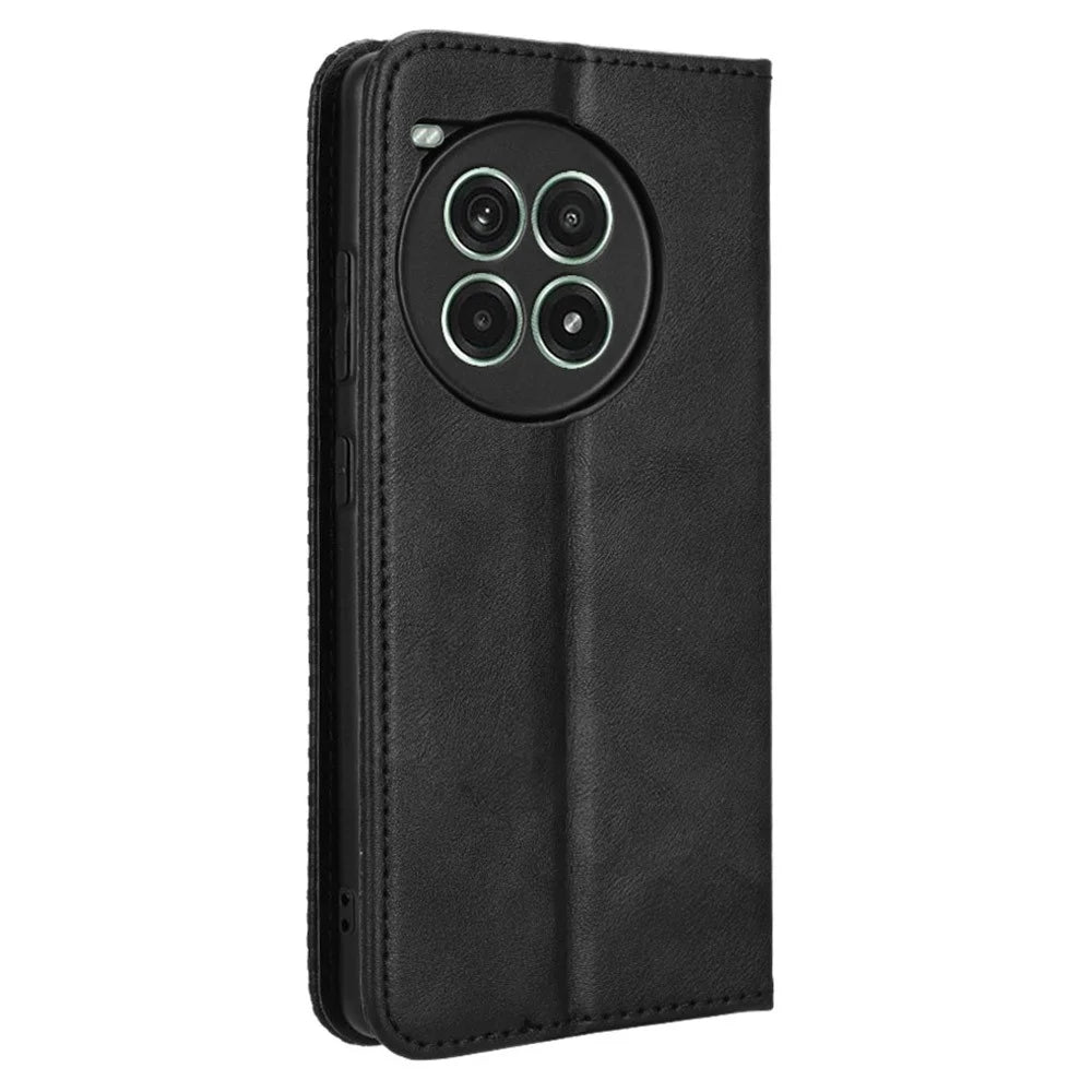 For OnePlus Ace 3 Pro 5G Wallet Case Anti-Drop Retro PU Leather Phone Cover - Black - 7