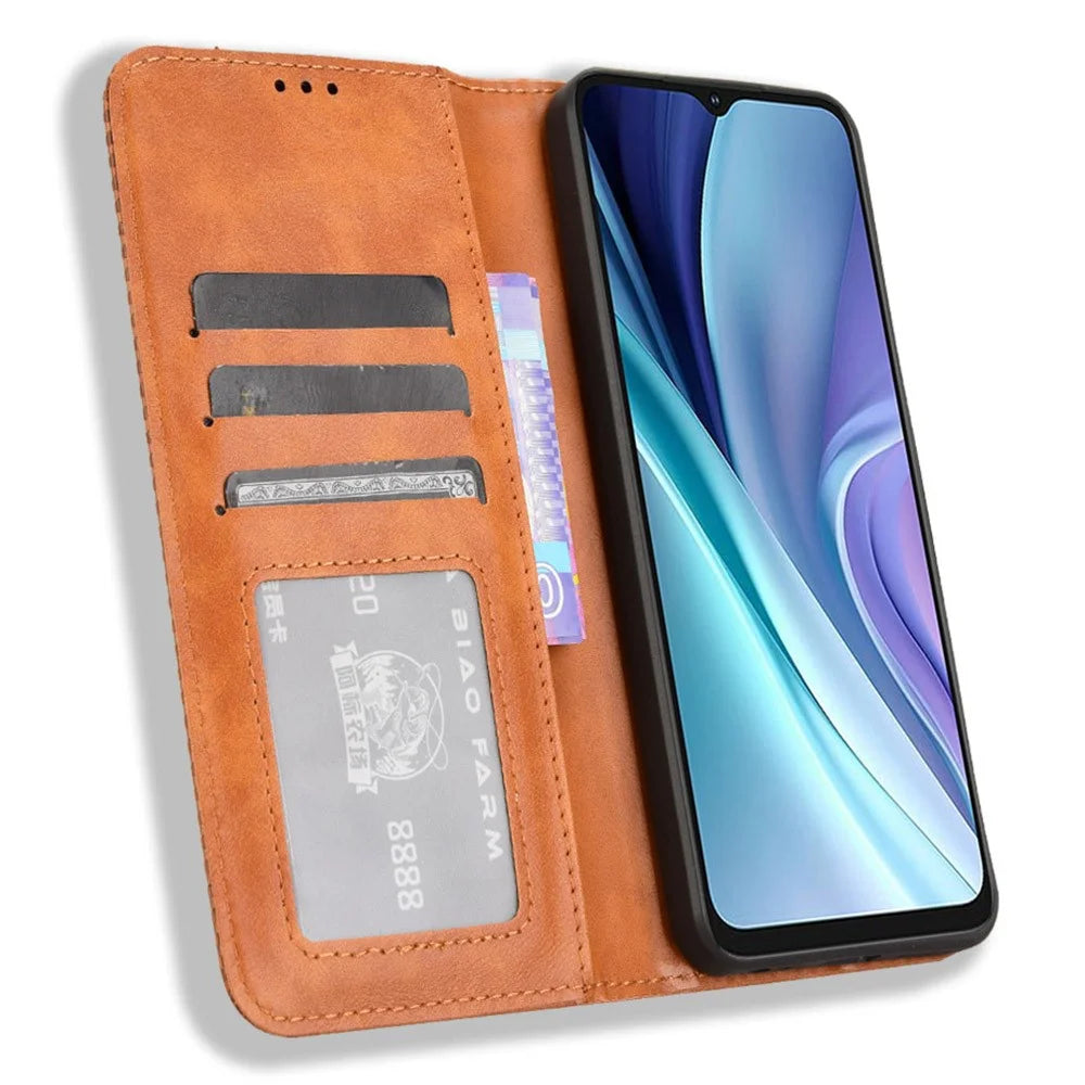 For itel A50 Shockproof Case Retro PU Leather Wallet Phone Cover - Brown - 2