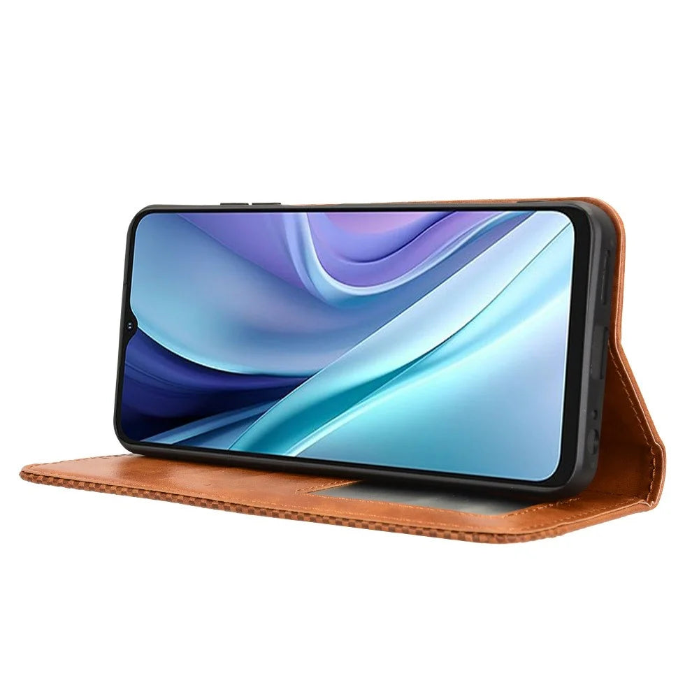 For itel A50 Shockproof Case Retro PU Leather Wallet Phone Cover - Brown - 3