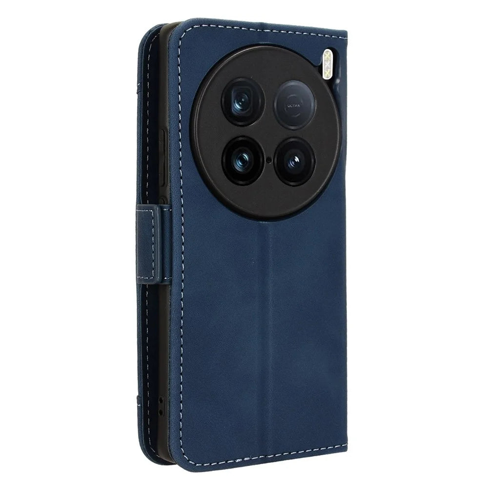 For vivo X100 Ultra 5G Wallet Case Multiple Card Slots Leather Phone Cover with Stand - Blue - 7