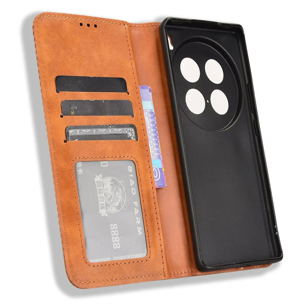 For vivo X100 Ultra 5G Wallet Case Retro PU Leather Stand Phone Cover - Brown - 5