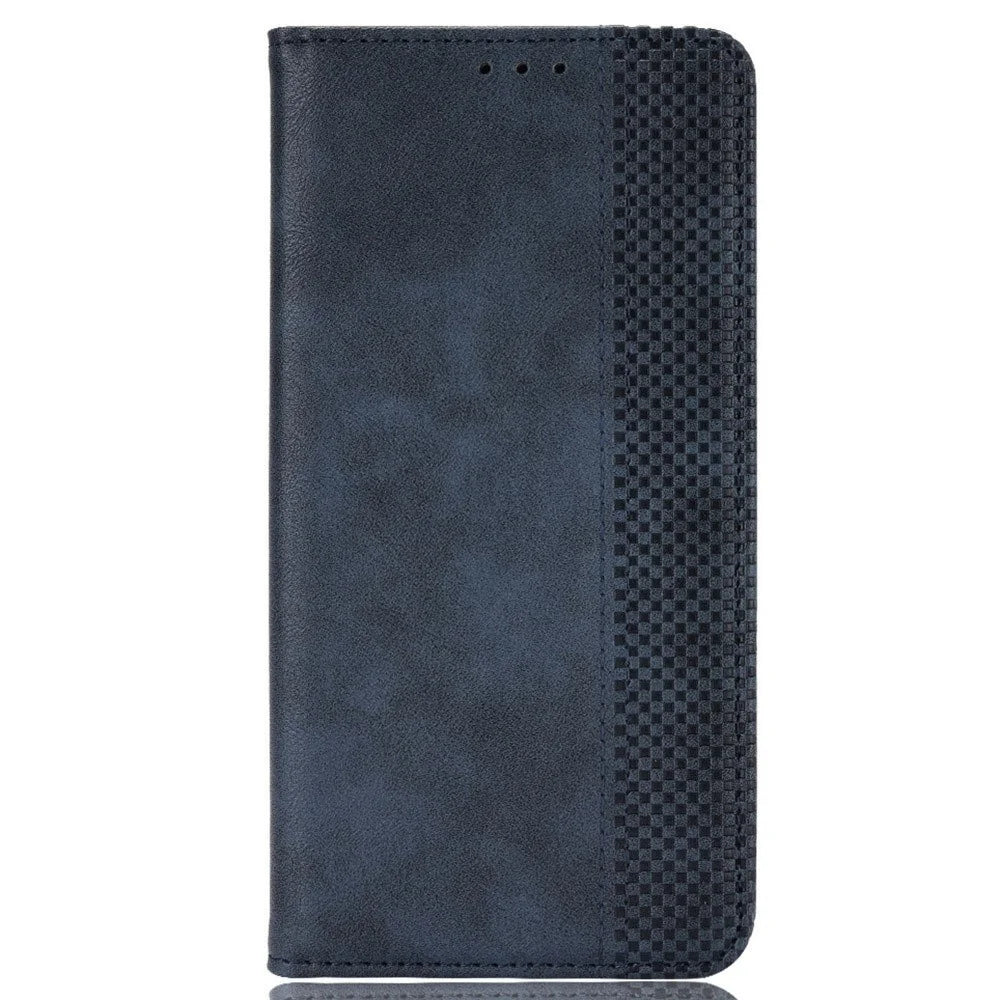 For Samsung Galaxy Z Fold6 5G Phone Case Vintage PU Leather Wallet Stand Shockproof Cover - Blue - 6