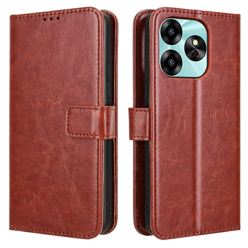 For Umidigi G6 Case Crazy Horse Texture Leather Wallet Phone Cover with Strap - Brown - 1