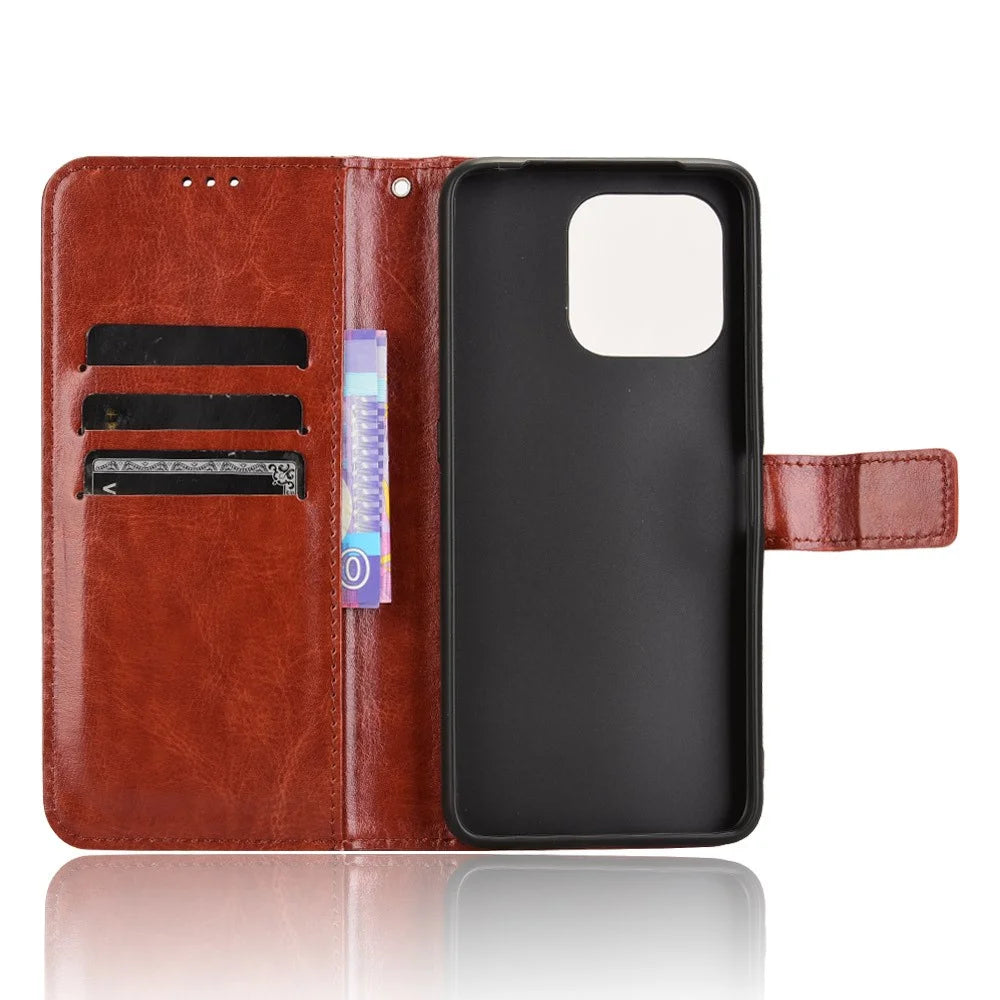 For Umidigi G6 Case Crazy Horse Texture Leather Wallet Phone Cover with Strap - Brown - 4
