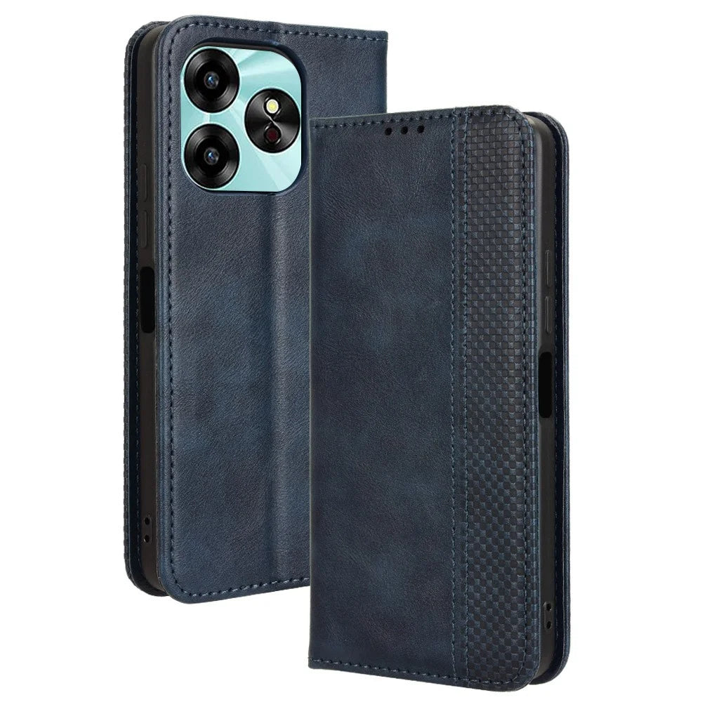 For Umidigi G6 Wallet Phone Case Retro Stand Leather Flip Cover - Blue - 1