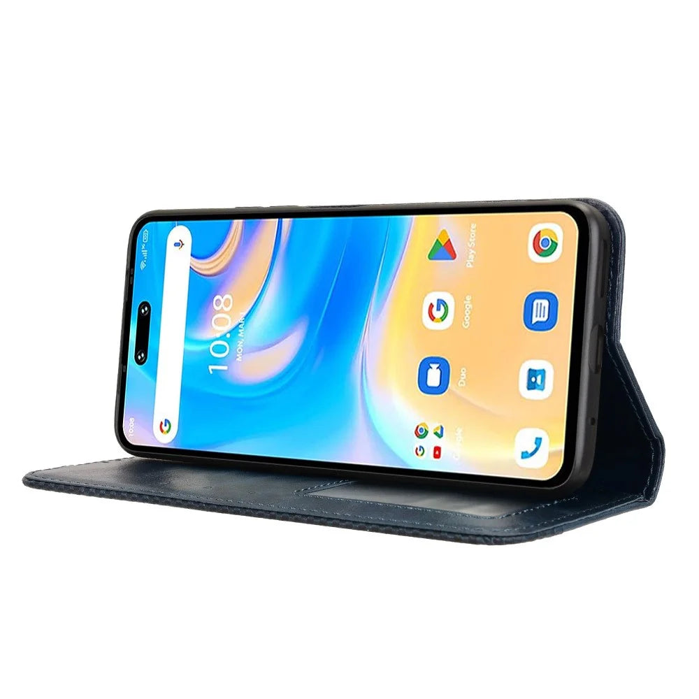 For Umidigi G6 Wallet Phone Case Retro Stand Leather Flip Cover - Blue - 3