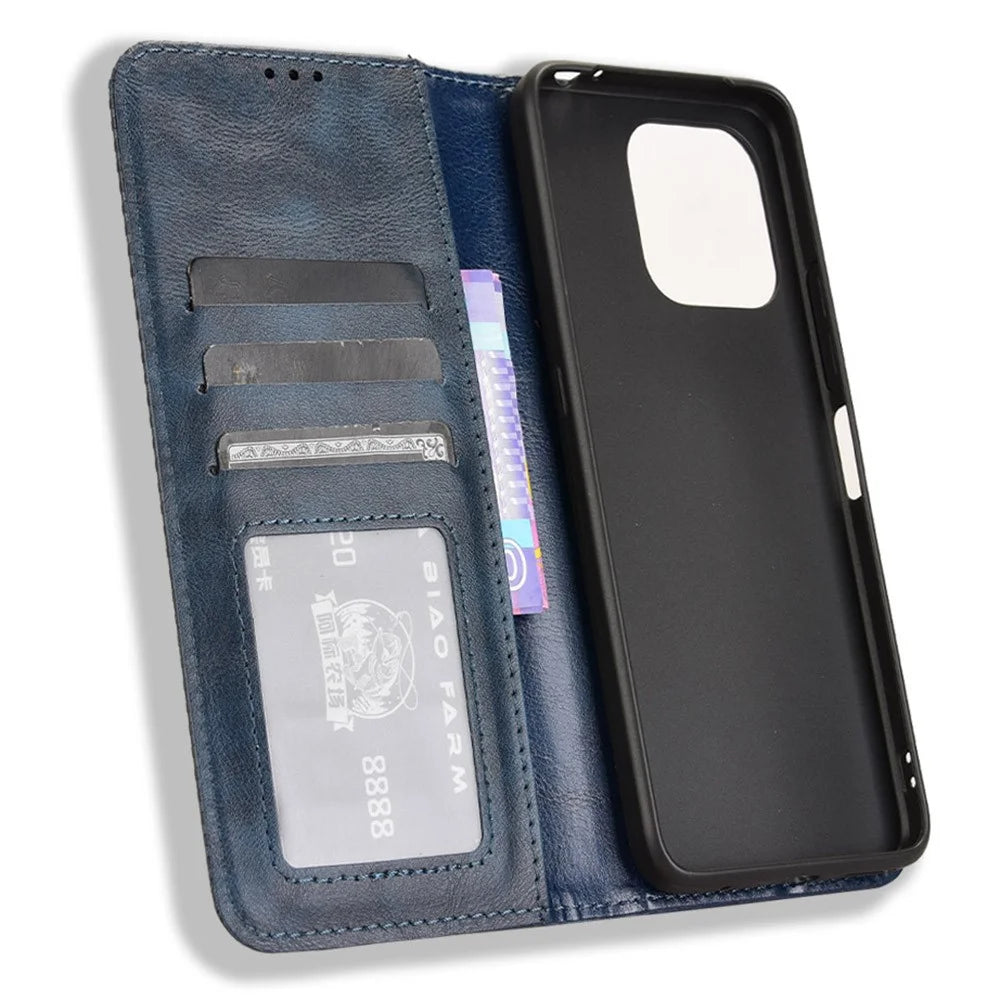 For Umidigi G6 Wallet Phone Case Retro Stand Leather Flip Cover - Blue - 5