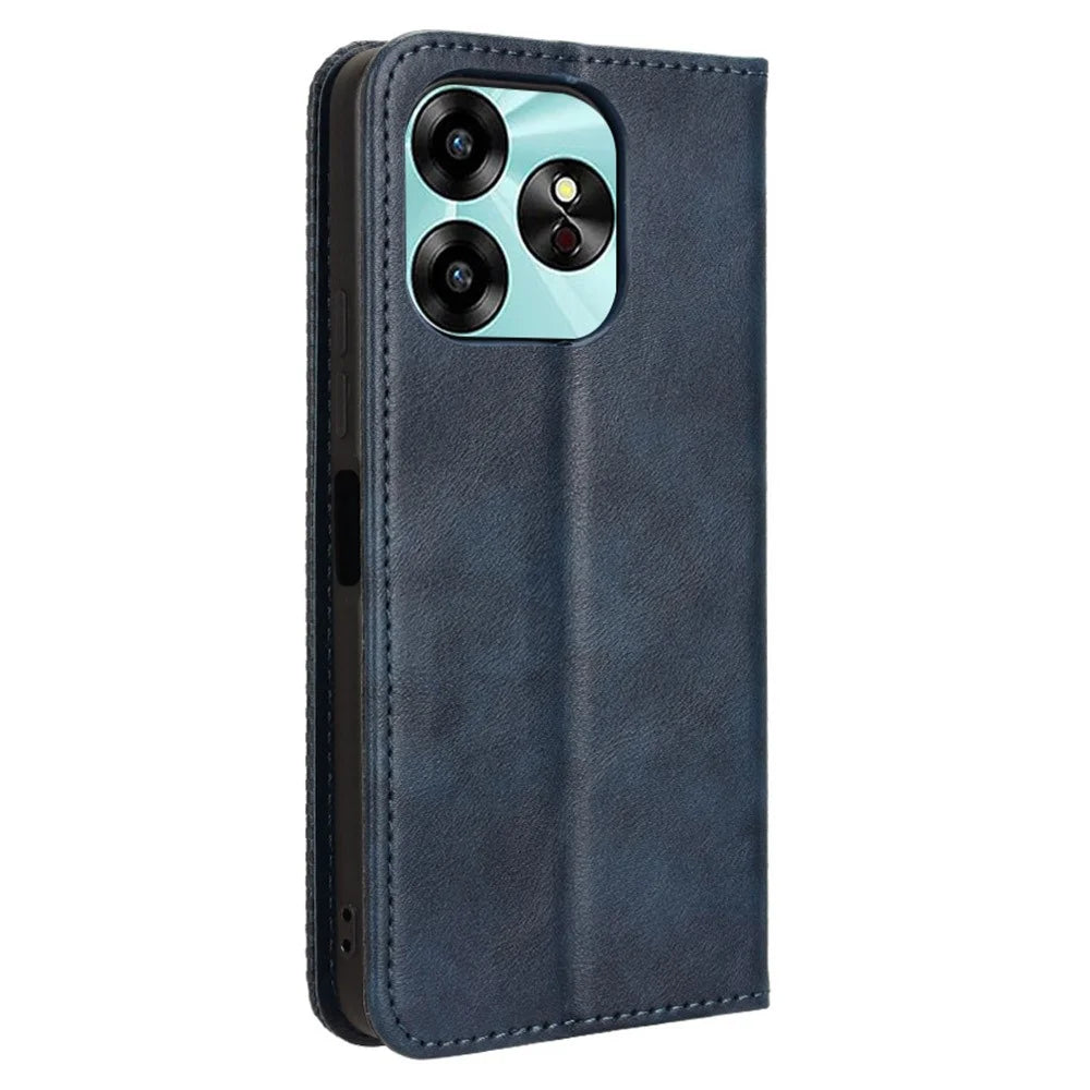 For Umidigi G6 Wallet Phone Case Retro Stand Leather Flip Cover - Blue - 7