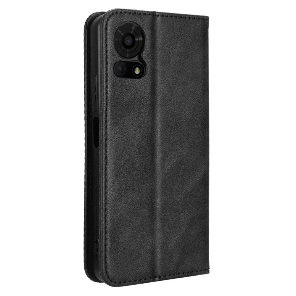 For TCL 50 LE Wallet Phone Case Anti-Scratch Retro Stand Leather Flip Cover - Black - 7