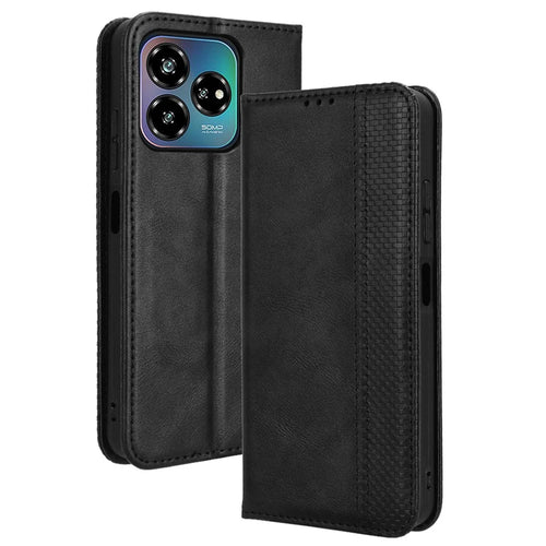 For ZTE Axon 60 Lite / Blade V60 Vita Wallet Case Retro Leather Phone Cover with Stand - Black - 1